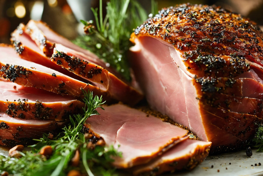 Herb-Crusted Mangalitsa Ham with Mustard-Mint Sauce: A Fresh Take on Holiday Ham